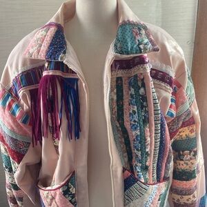 Rare Vintage 1980’s Patchwork Women's Jacket with Suede Fringe